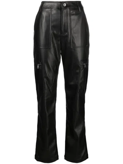 Dkny Flared Faux-leather Cargo Trousers In Black