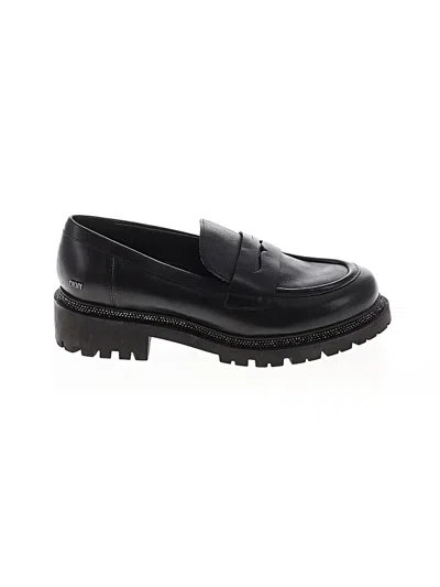 Pre-owned Dkny Flats In Black