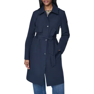 Dkny Flextech Trench Coat In Blue