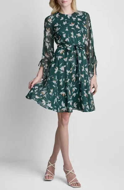 Dkny Floral Crinkle Chiffon Dress In Multi