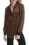 Dkny Zebra Print Long Sleeve Mesh Shirt In Brown