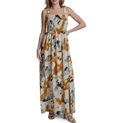 Dkny Floral Print Maxi Dress In Multi