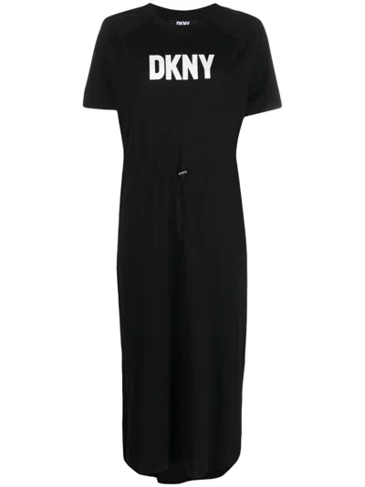 Dkny Floral-print Sleeveless Dress In Black
