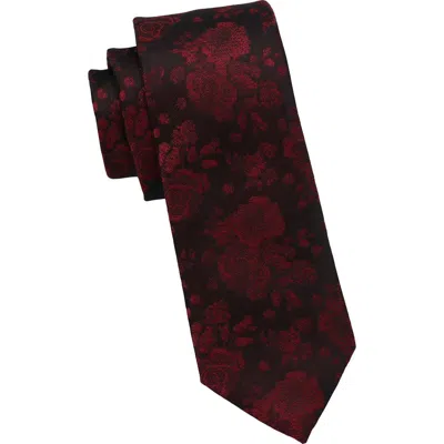 Dkny Floral Print Tie In Black/ Burgundy