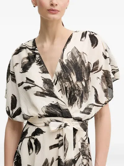 Dkny Floral-print Wrap Asymmetric Dress In White