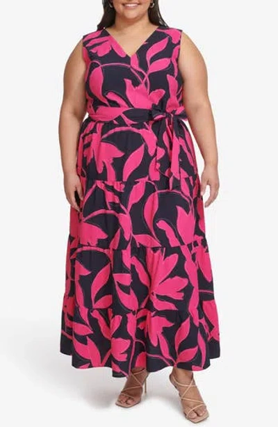 Dkny Floral Sleeveless Tiered Maxi Dress In Multi
