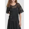 Dkny Flowy Leopard Mesh Boxy Top In Black