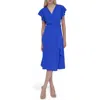 Dkny Flutter Sleeve Midi Dress In Cosmic Blue