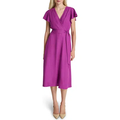 knee length dresses for ladies DKNY Floral Midi Dress with Flutter Sleeves main image 1