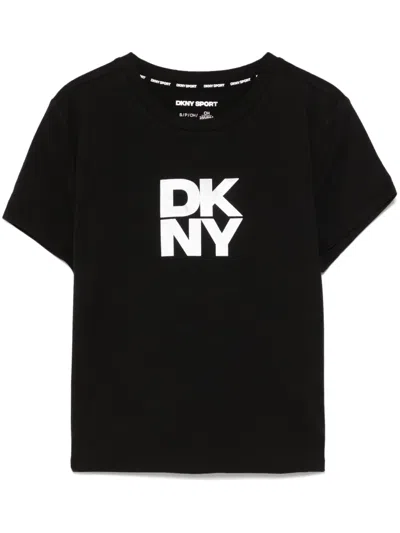 Dkny Foil-logo Cropped T-shirt In ブラック