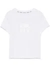 Dkny Foil-logo Cropped T-shirt In White