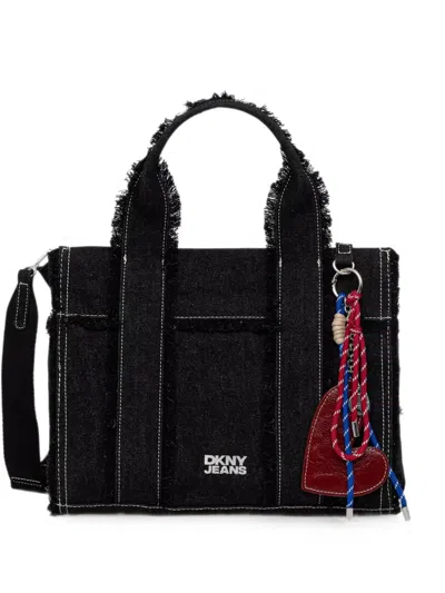 Dkny Frayed-edge Denim Tote Bag In Pattern
