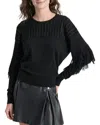Dkny Fringe Sweater In Black