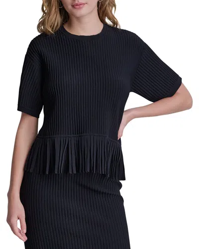 Dkny Fringe Sweater In Black