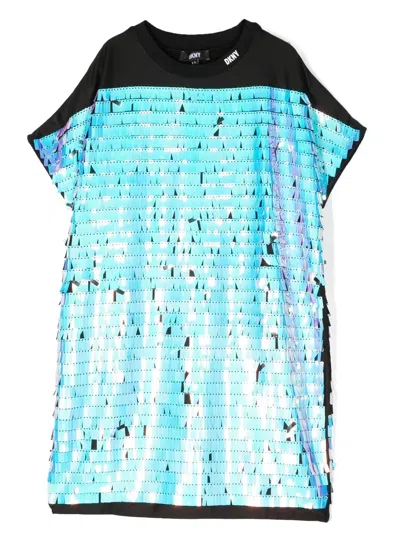 Dkny Kids' Fringed Iridescent Short-sleeve Dress In Black
