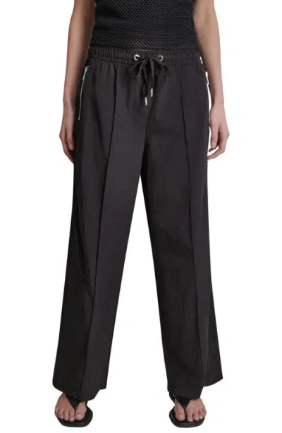 Dkny Front Seam Nylon Straight Leg Pants In Black