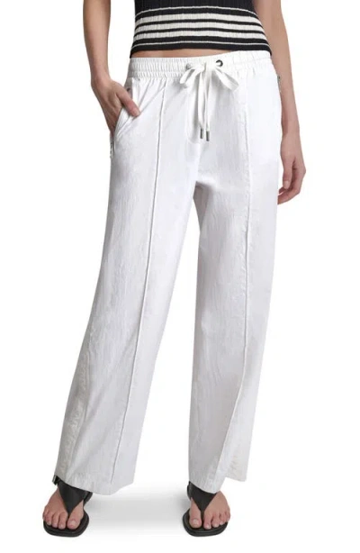 Dkny Front Seam Nylon Straight Leg Pants In White