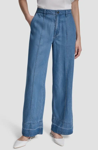 Dkny Front Seam Straight Leg Jeans In Blue