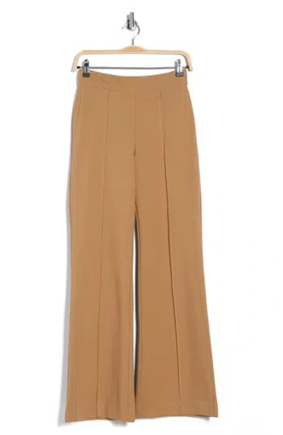 Dkny Front Seam Straight Leg Ponte Pants In Brown