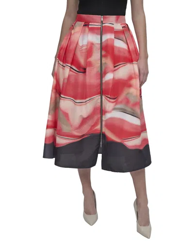 Dkny Front Zip Border Print Skirt In Multi