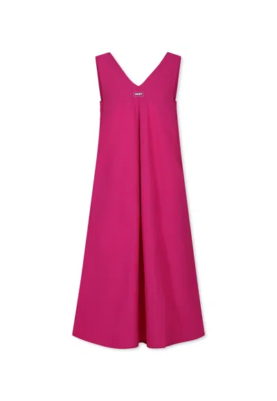 Dkny Kids' Fuchsia Dress For Girl With Logo