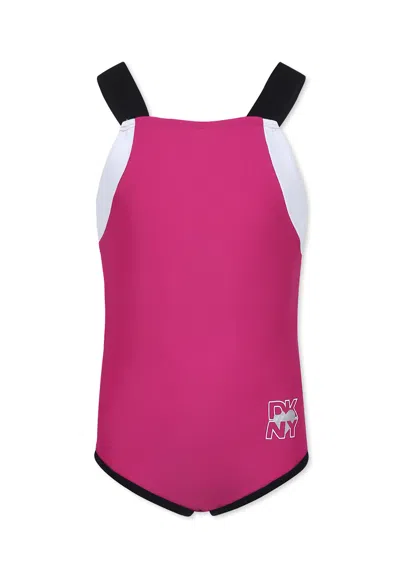 Dkny Kids' Fuchsia Swimsuit For Girl With Logo