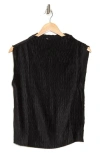 Dkny Funnel Neck Pleated Woven Top In Black