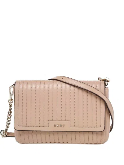 Pre-owned Dkny Gansevoort Leather Crossbody Bag In Neutral