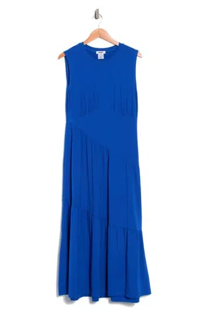 Dkny Gathered Sleeveless Tiered Maxi Dress In Blue