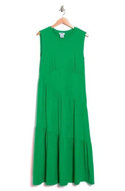 Dkny Gathered Sleeveless Tiered Maxi Dress In Green