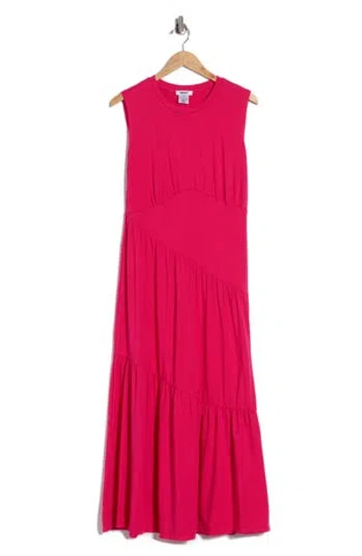 Dkny Gathered Sleeveless Tiered Maxi Dress In Pink