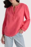 Dkny Gauze Henley Shirt In Beach Coral