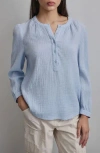 Dkny Gauze Henley Shirt In Frst Blu