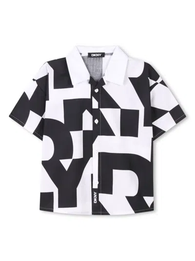 Dkny Kids' Geometric-print Shirt In White