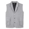 Dkny Metallic-thread Striped Vest In Gray