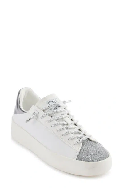 Dkny Ginali Metallic Cap Toe Sneaker In White
