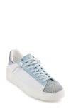 Dkny Ginali Metallic Cap Toe Sneaker In White/celeste