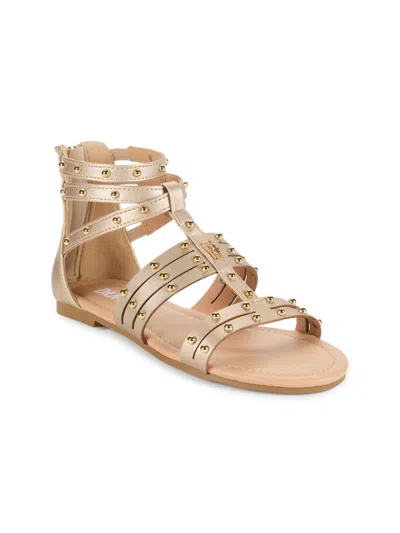 Dkny Kids' Girl's Cassie Studded Flat Sandals In Soft Gold