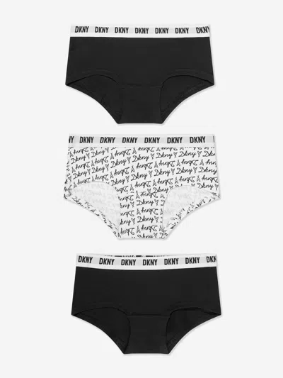 Dkny Kids' Girls 3 Pack Hipster Knickers Set In Black