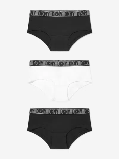 Dkny Kids' Logo-waistband Cotton Briefs (pack Of Three) In Black