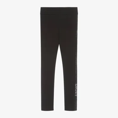 Dkny Kids' Logo-tape Stretch-cotton Leggings In Black
