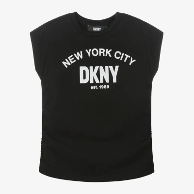Dkny Kids'  Girls Black Ruched Graphic T-shirt