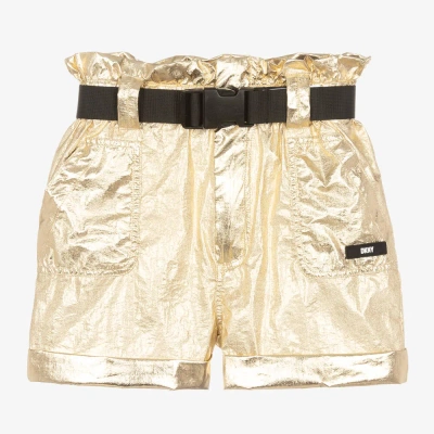 Dkny Kids'  Girls Gold Paperbag Waist Shorts