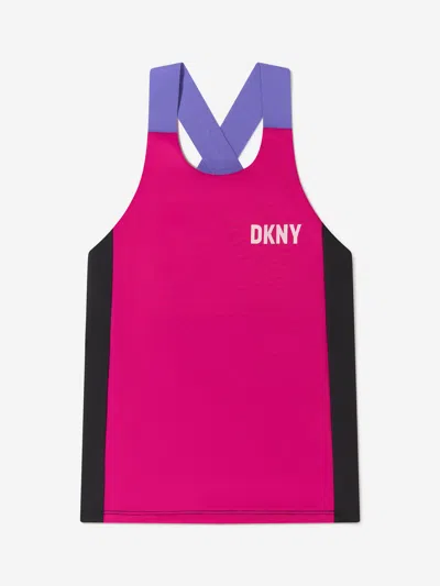 Dkny Kids' Girls Logo Print Sports Top 16 Yrs Pink