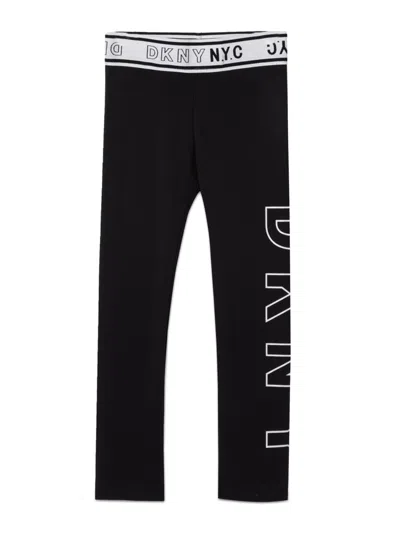 Dkny Girls' Mini Print Leggings In Black