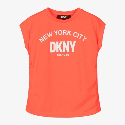 Dkny Kids'  Girls Neon Orange Cotton T-shirt