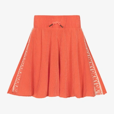 Dkny Kids'  Girls Orange Plissé Jersey Midi Skirt
