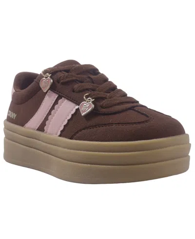 Dkny Kids' Girls' Tri Geselle Platform Heart Charm Lace-up Sneakers In Brown