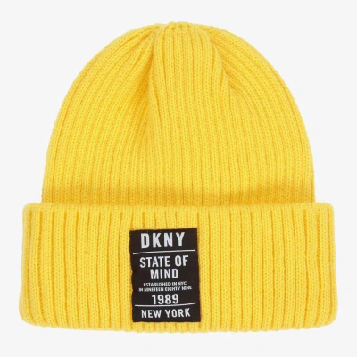 Dkny Kids'  Girls Yellow Logo Beanie Hat