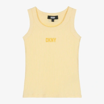 Dkny Kids'  Girls Yellow Ribbed Cotton Vest Top